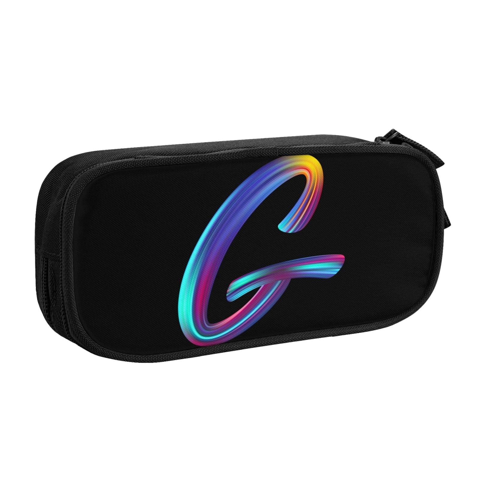 Cute Initial Pencil Case for Kids Students, Large Capacity Pencil Pouch for Boys Girls, Letter Design Pencil Box Pen Bag Office Stationery Organizer, Rainbow Letter G