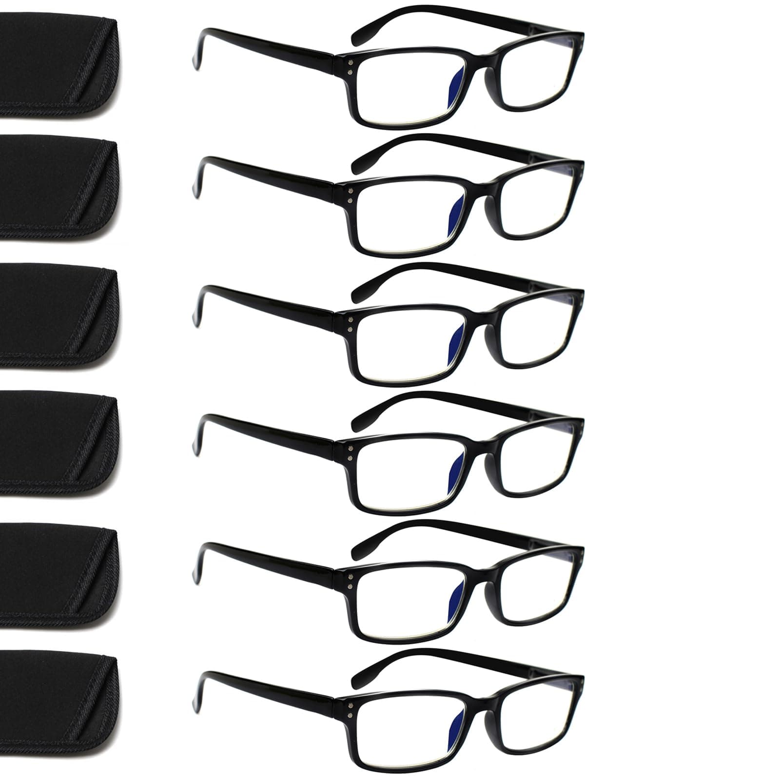 Kerecsen 6-Pack Reading Glasses Blue Light Blocking,Spring Hinge Readers for Men Women,Computer Eyeglasses
