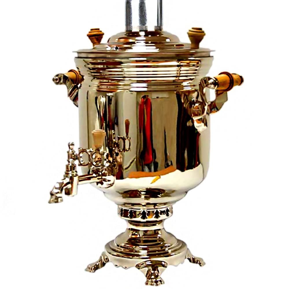 Charcoal-Burning Brass Samovar 2.64-qt. (2.5 L) Tea Maker Color Gold