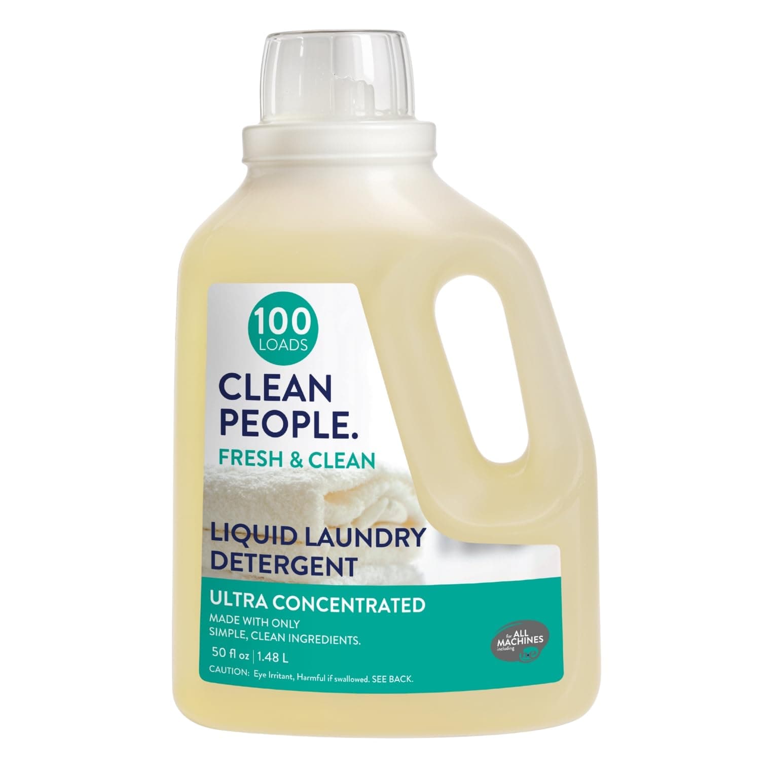 The Clean People Liquid Laundry Detergent - Recyclable Packaging, Stain Fighting - Ultra Concentrated, Laundry Soap - Fresh Scent, 50 fl oz