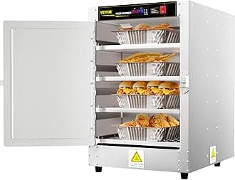 VEVOR Hot Box Food Warmer, 16"x22"x24" Concession Warmer with Water Tray, Four Disposable Catering Pans, Countertop Pizza, Patty, Pastry, Empanada, Concession Hot Food Holding Case, 110V UL Listed