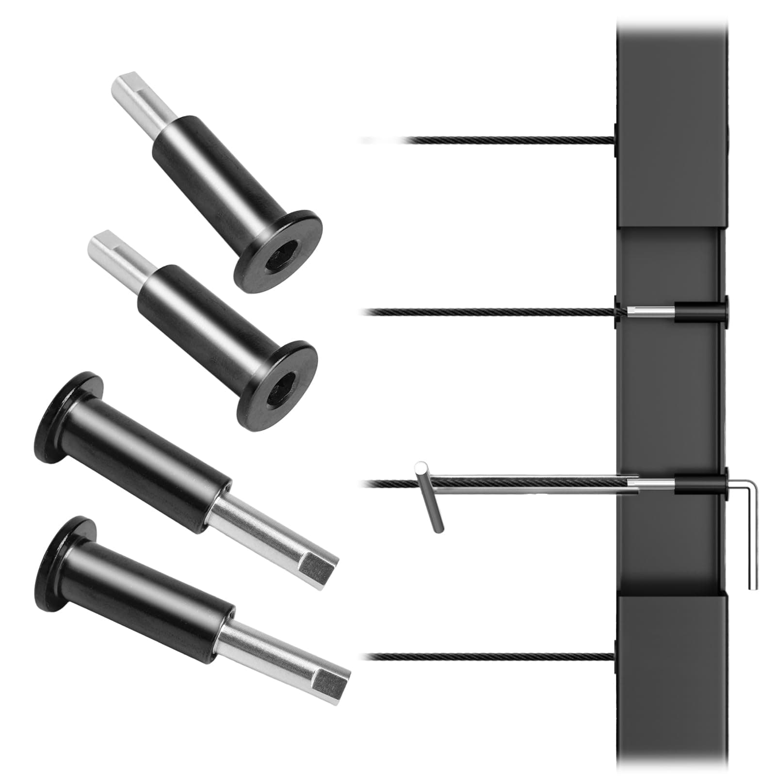 [Patent] Muzata 10 Pack 1/8" Black Invisible Cable Railing Kit Hardware Upgraded Hand Swage Tensioner Hidden for 2"x2" Metal Post T316 Stainless Steel Deck Cable Railing System CB40