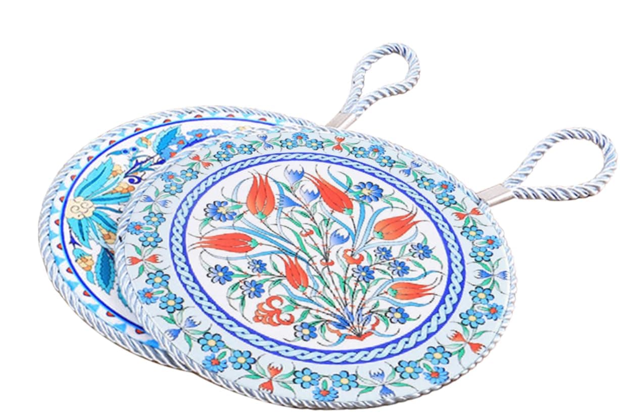 2 Pack of Ceramic Coasters for Drinks,Cork Non-Slip Back Cover,Fashion Pattern,Protect Furniture from Coffee Or Tea Marks, Gift for Housewarming Birthday and Family - Great Home and Dining Room Decor