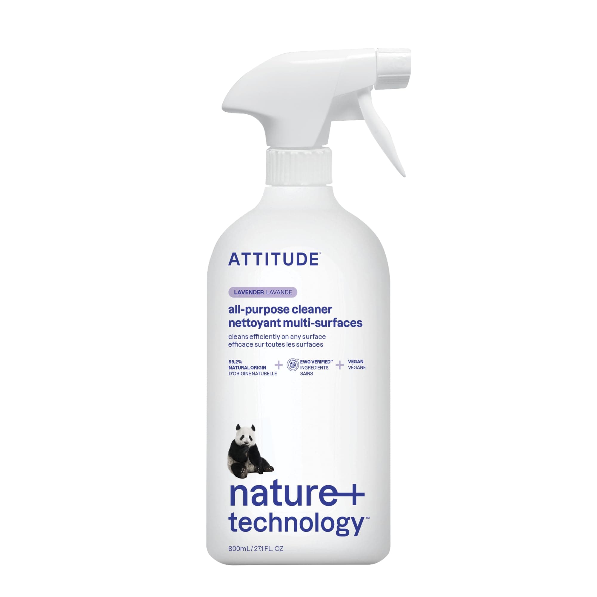 ATTITUDE Multi-Purpose Cleaner, Effective Plant- and Mineral-Based Ingredients, Vegan and Cruelty-free Hard Surface Cleaning Products, Lavender, 800 mL