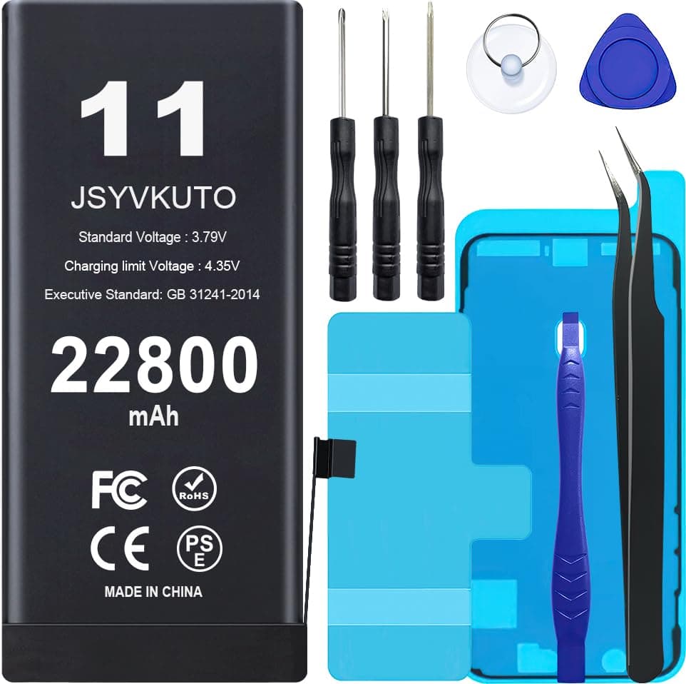 22800mAh [Upgraded] Battery for iPhone 11, New 0 Cycle Higher Capacity Replacement Battery for iPhone 11 with Full Set Repair Tool Kit, Model A2111 A2221 A2223