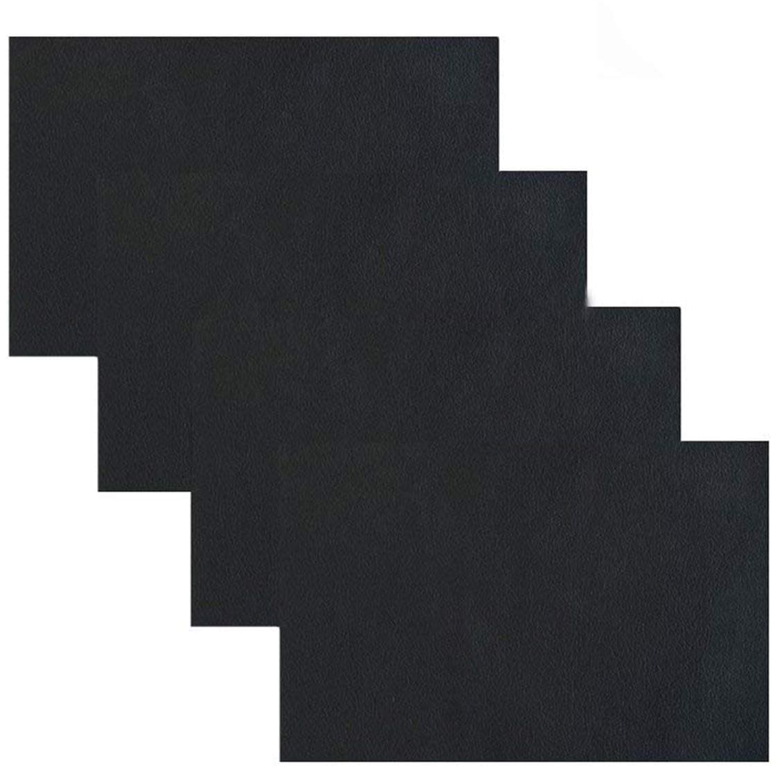 Adhesive Back Leather Repair Patch for Car Seat Couch Jackets Handbags 4x8 Inches, Pack of 4 (Black)