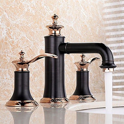 LightInTheBox New Design Oil-rubbed Bronze Deck Mounted Two Handles Three Holes Bathroom Sink Faucet Contemporary ORB Faucets Bathroom Vessel Sink Faucet Mixer Taps Solid Brass Ceramic Valve