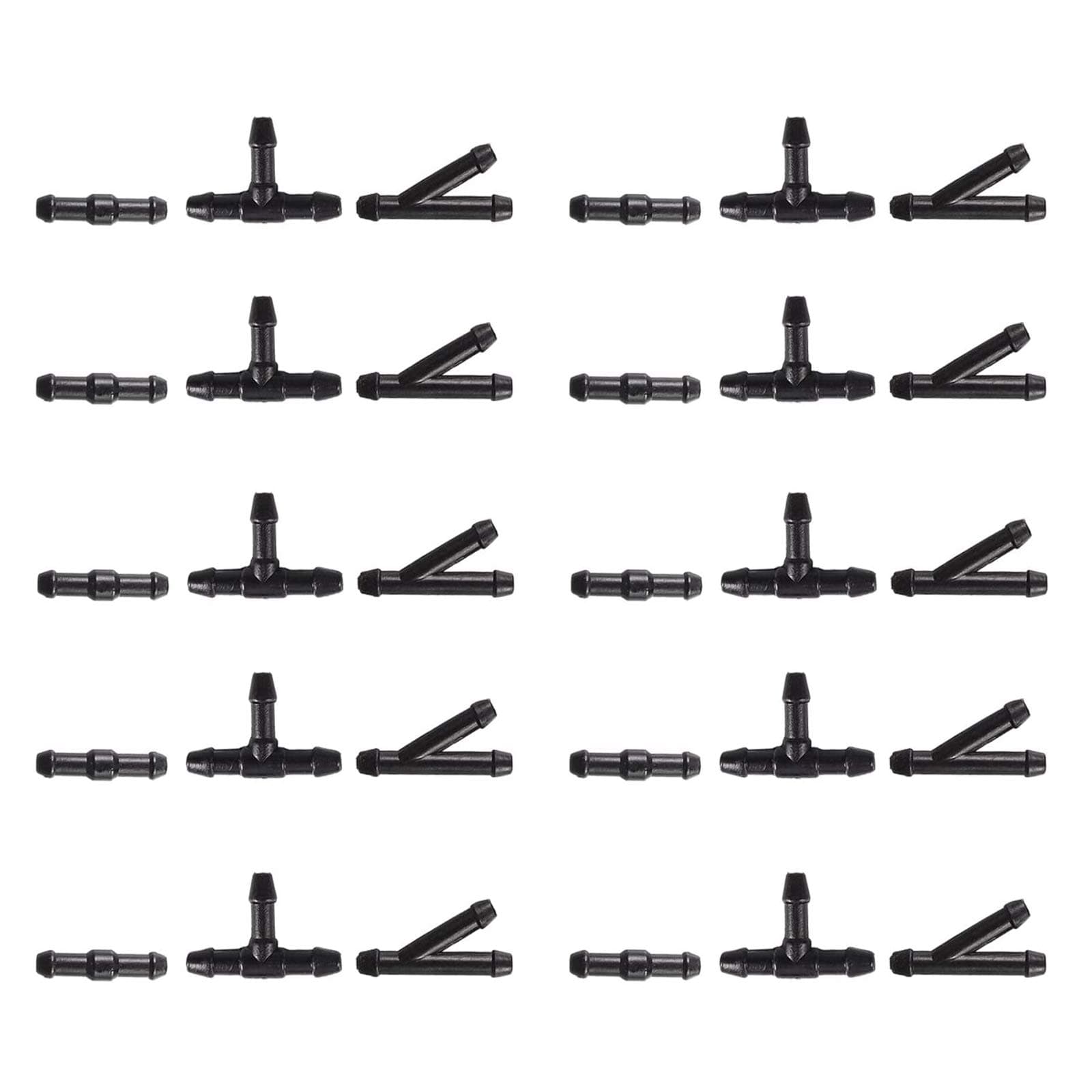 BingSnow 300 Pcs Windshield Washer Hose Connectors, Universal Black Windshield Wiper Hose Connector (I-Type, T-Type,Y-Type)