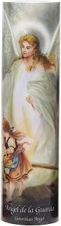 Stonebriar The Saints Collection Guardian Angel Flickering LED Prayer Candle with Automatic Timer, Religious Gift Ideas for Mom, Dad, Sister, Brother, and Friends 8 Inches, 1 Count (Pack of 1)