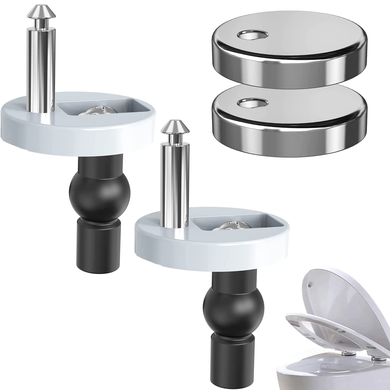 Toilet Seat Hinges Top Fixings - 2 Pcs Quick Release Universal Hinge Fittings for WC Blind Holes