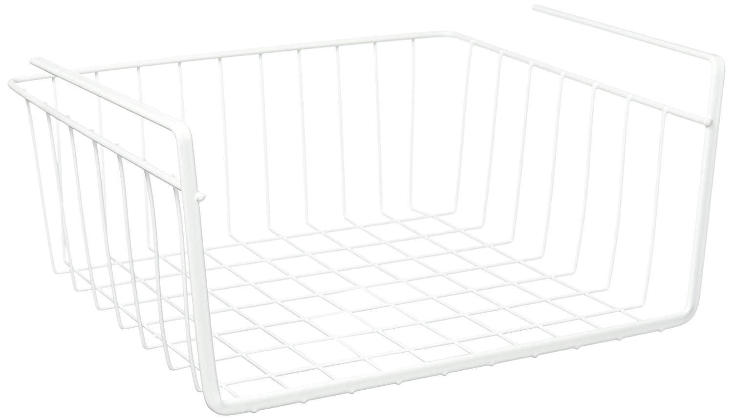 BLEQYS® Cabinet Under Shelf Basket Wire Rack Easily Slides Under Shelves for Extra Cabinet Storage - White