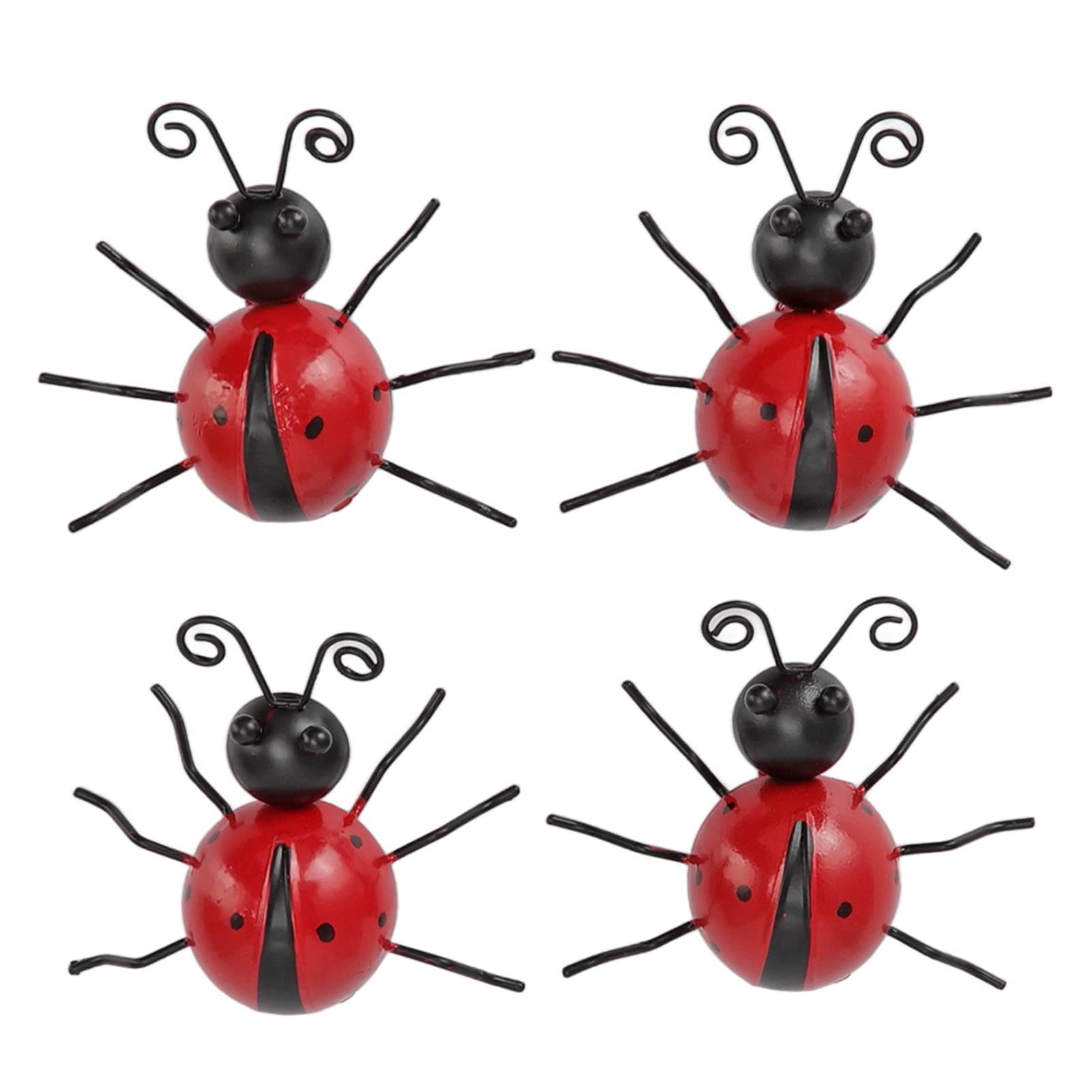 Ladybug Wall Ornament, Decorative Black Spots Ladybug Wall Art Decor Iron Durable for Outdoor for Garden (Red)