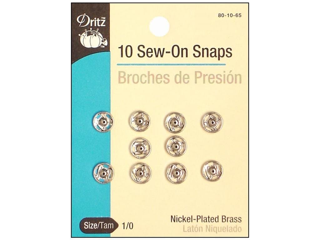 Dritz Sew-On Snaps, Nickel-Plated Brass, Size 1/0