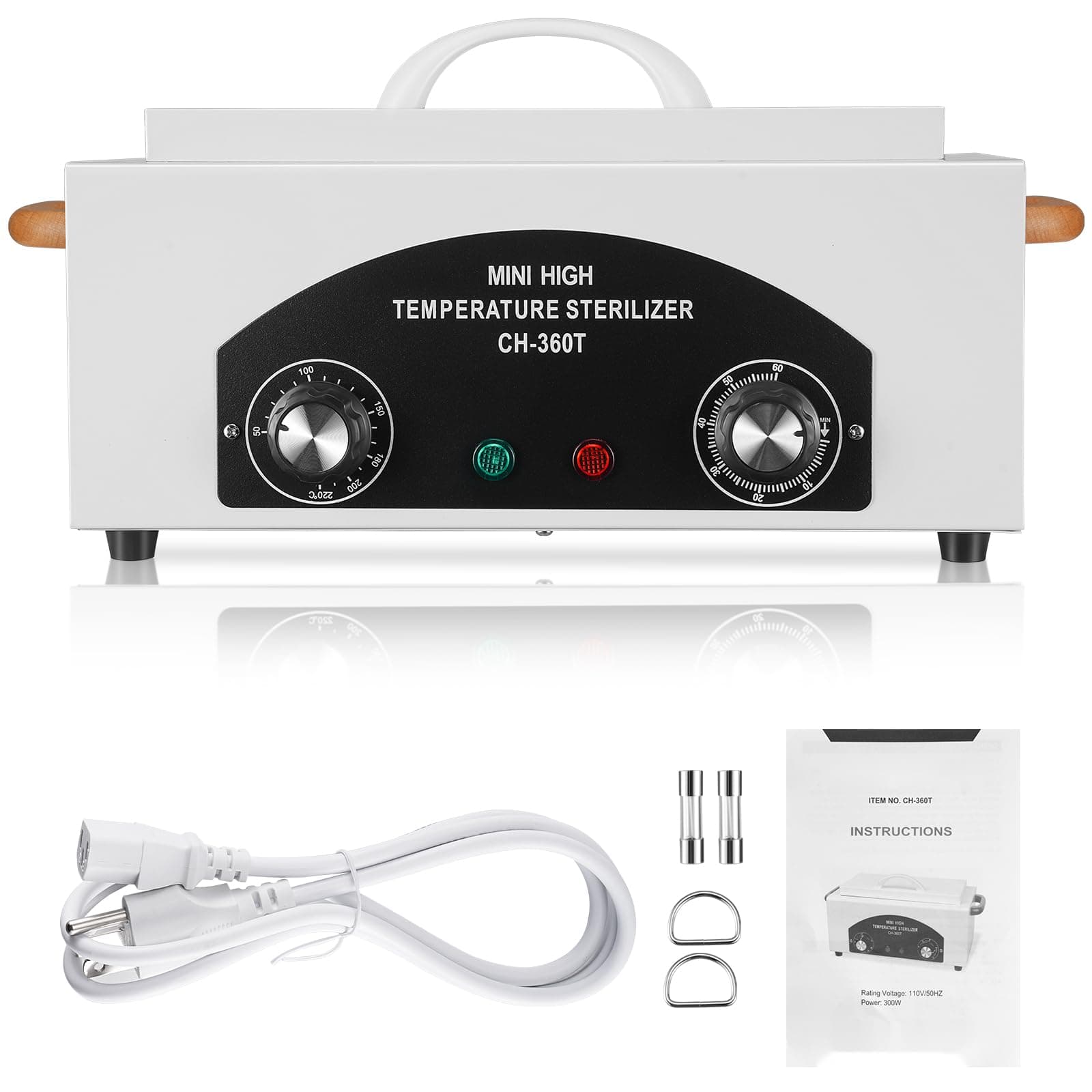 High Temperature Sterilizer Autoclave Machine 110V 300W Nail Tool Sterilizer Dry Heat Sterilizer Dental Tool Sterilizer esterilizador de manicura 1.5L Salon Equipment for Metal Tools with Handle
