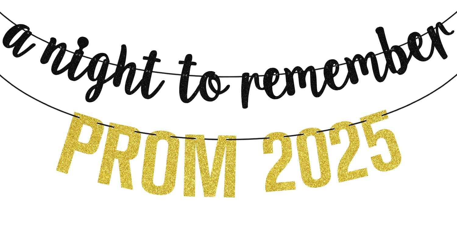 ZACHAKOBlack Glitter A Night to Remember Prom 2025 Banner, Class of 2025/Prom Night 2025, 2025 Prom Graduation Party Decorations Supplies
