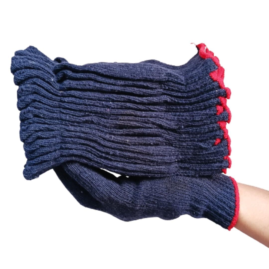 QTM Pack Of 10 Pair Knitted Cotton Plain Winter/Normal Use Hand Gloves Reusable Washable Knitted Cotton Hand Gloves Unisex For Industrial And Work Purpose Safety