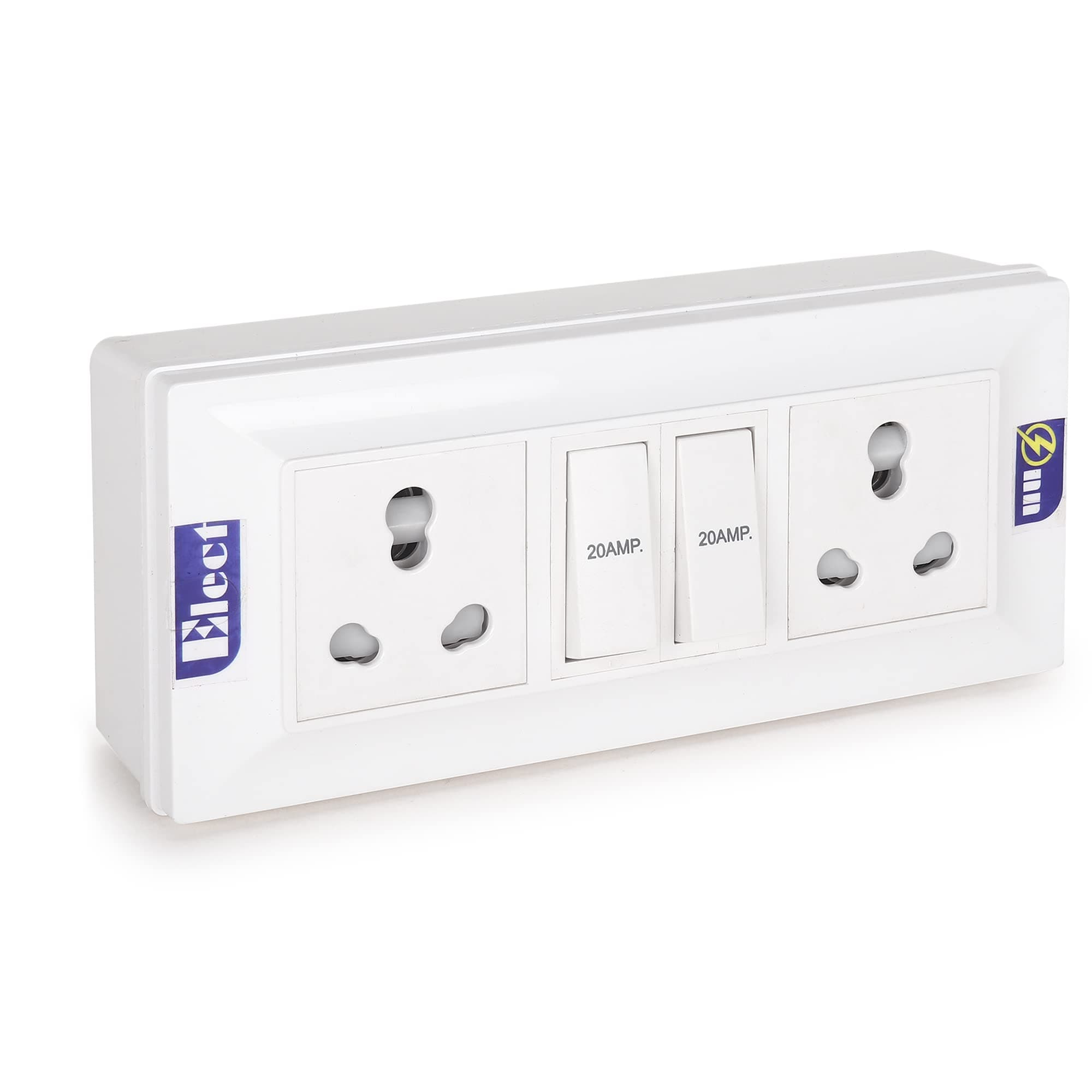 Elect-onn Premium Extension Board Heavy Duty Surge Protector Four Two Pin Sockets Two 6Amp Sockets 2.5mm Long Wire Cable Cord(18Meter) with 16Amp Power Plug