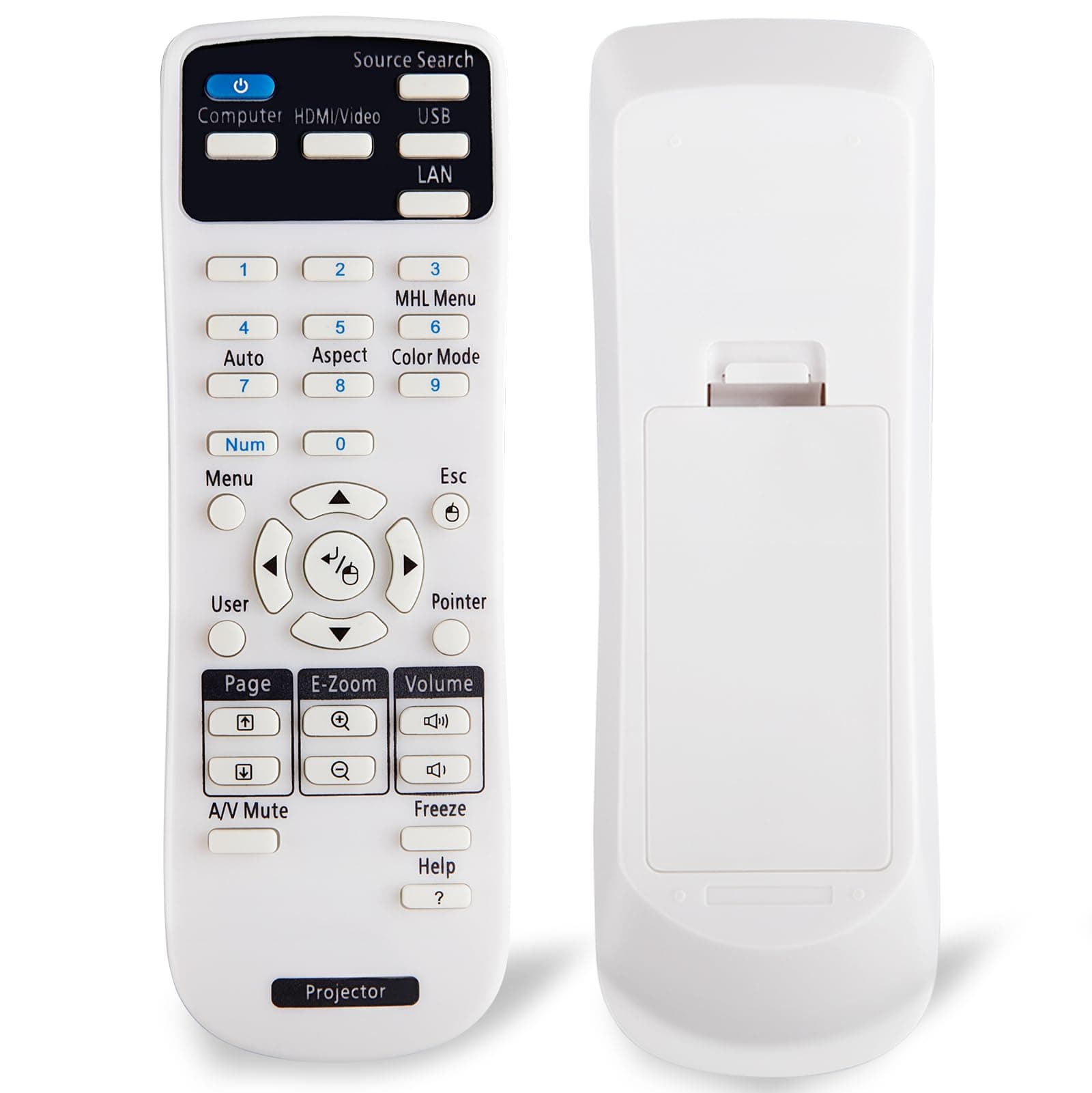 EWO'S Universal Projector Remote Control for Epson Home Cinema, Powerlite, EB-, EX, VS, H, BrightLink, EMP- Series Projectors. (Specific Model Reference Description)
