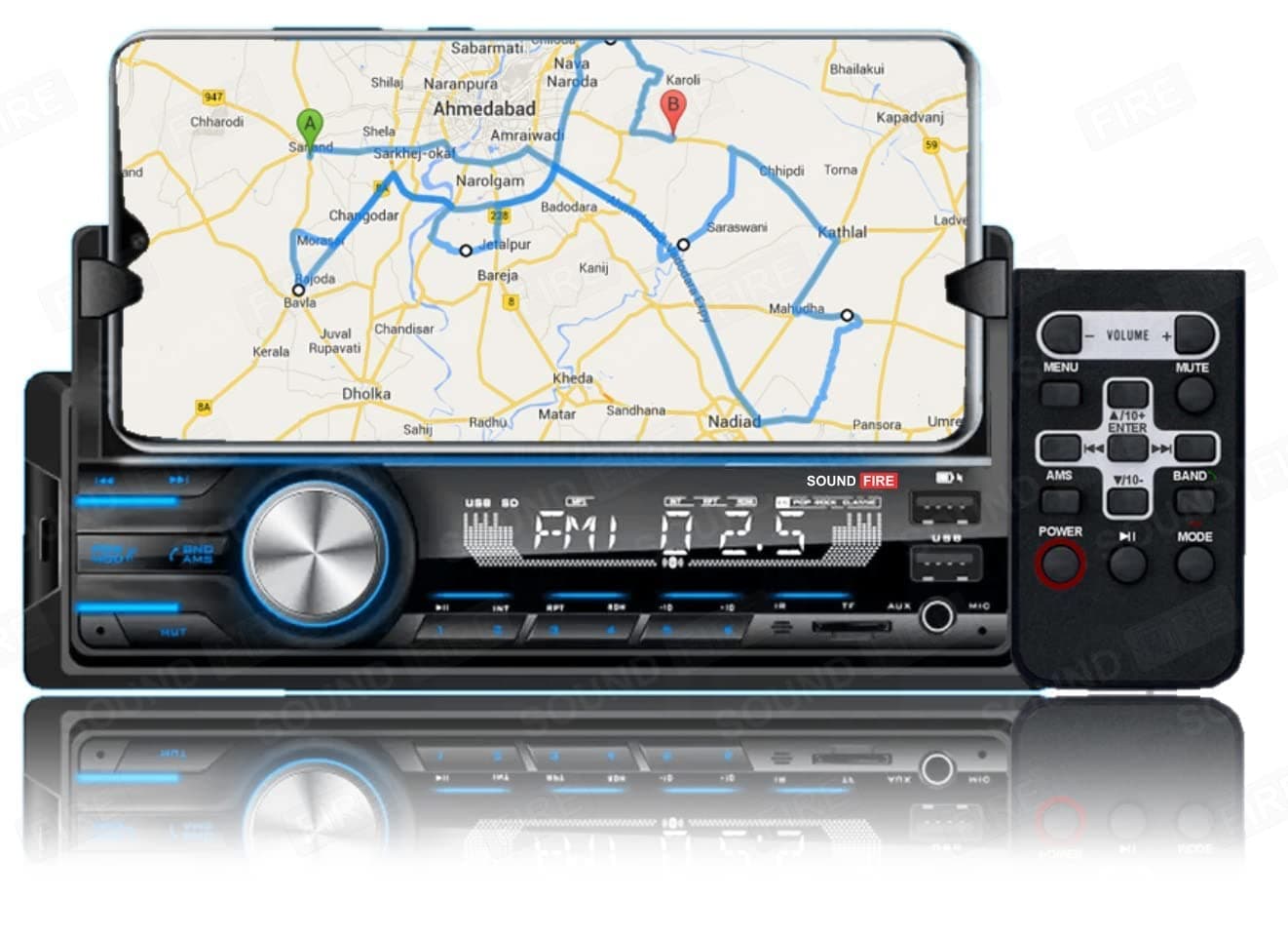 Sound FIRE SF-2000 MS Mobi-TaG Charge Pro+ Dual-USB/Bluetooth/SD/AUX/FM Universal Car Stereo