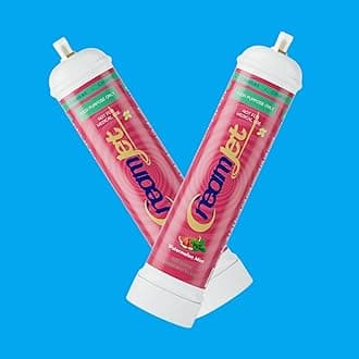 CreamJet 640g Nitrous Oxide Whipped Cream Chargers Food Grade 0.95L N2O Nitrous Tank Equivalent to 80 Cream Capsules Nos Gas Cylinder with Free Nozzle (Watermelon Mint Flavor, 2 Cylinders)