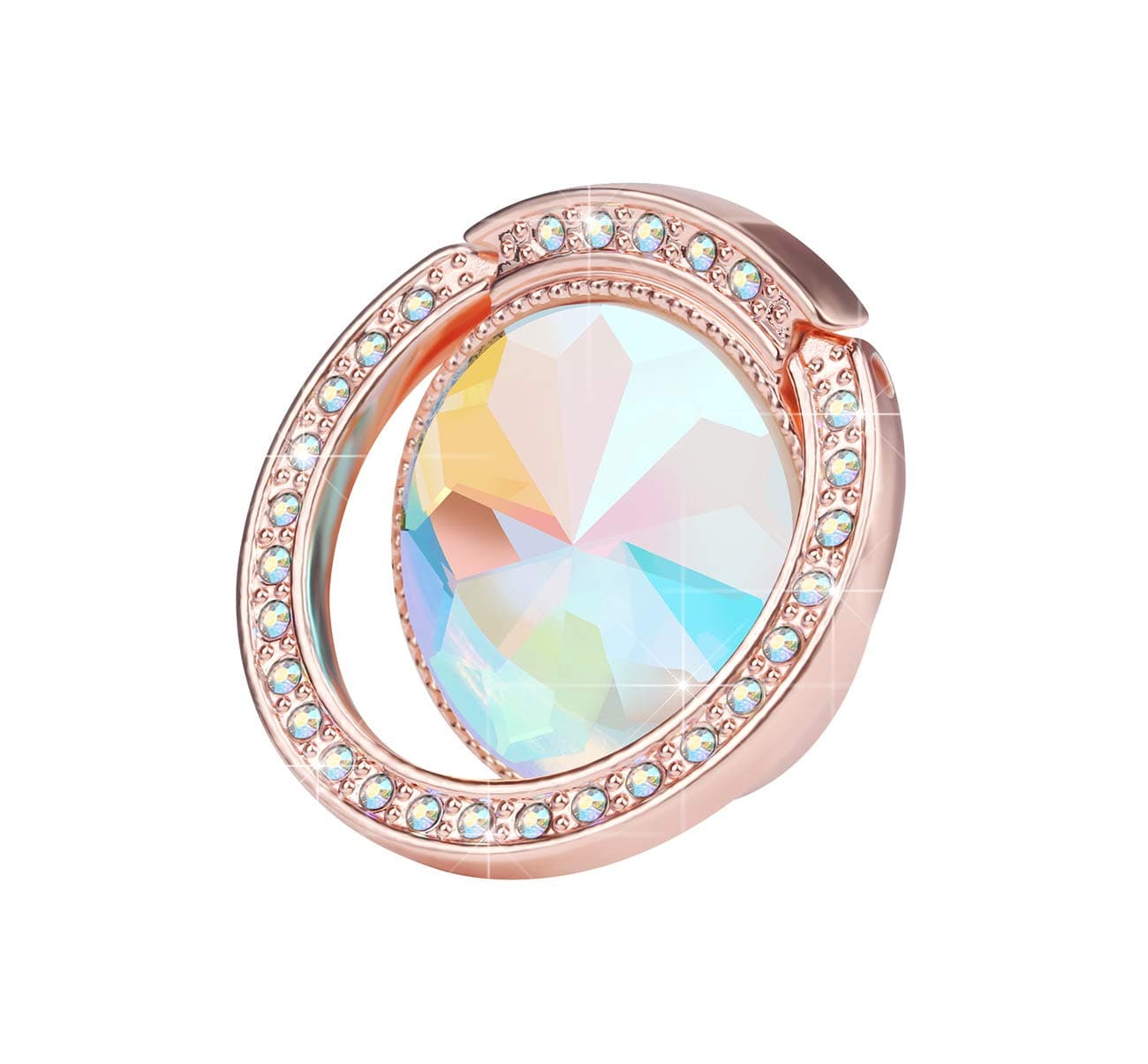 Glitter Bling Bling Phone Ring Holder,Sparkle Phone Ring Grip Artificial Diamond Stand,Rhinestone Cell Finger Ring for Phones,Pad(Rose Gold)