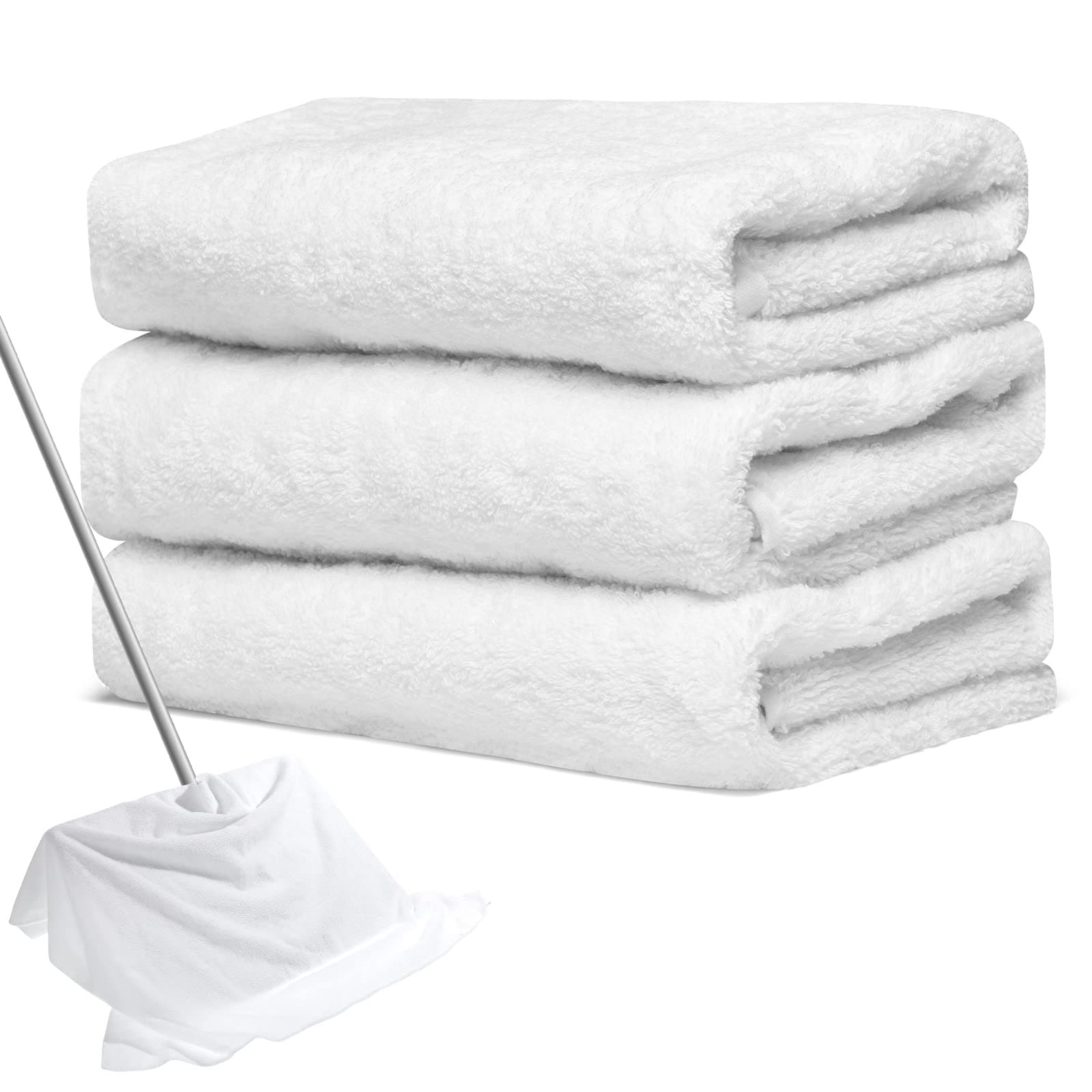 Newwiee 3 Pcs Extra Large Microfiber Cleaning Cloth 30" x 20" Washable Reusable Microfiber Towel Streak Free Lint Free Cloth for Cleaning Home Glass Office Window Bathrooms Kitchens Car, White