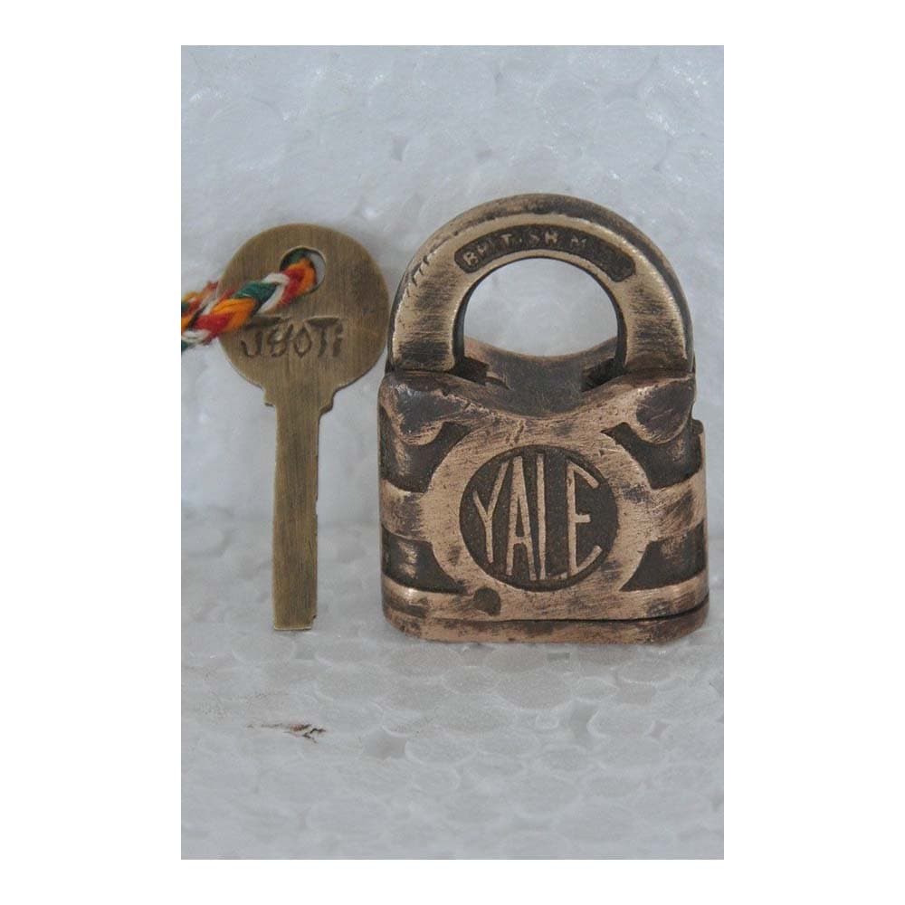 Old Copper Small 'Yale' Brand Handcrafted Padlock, Britain