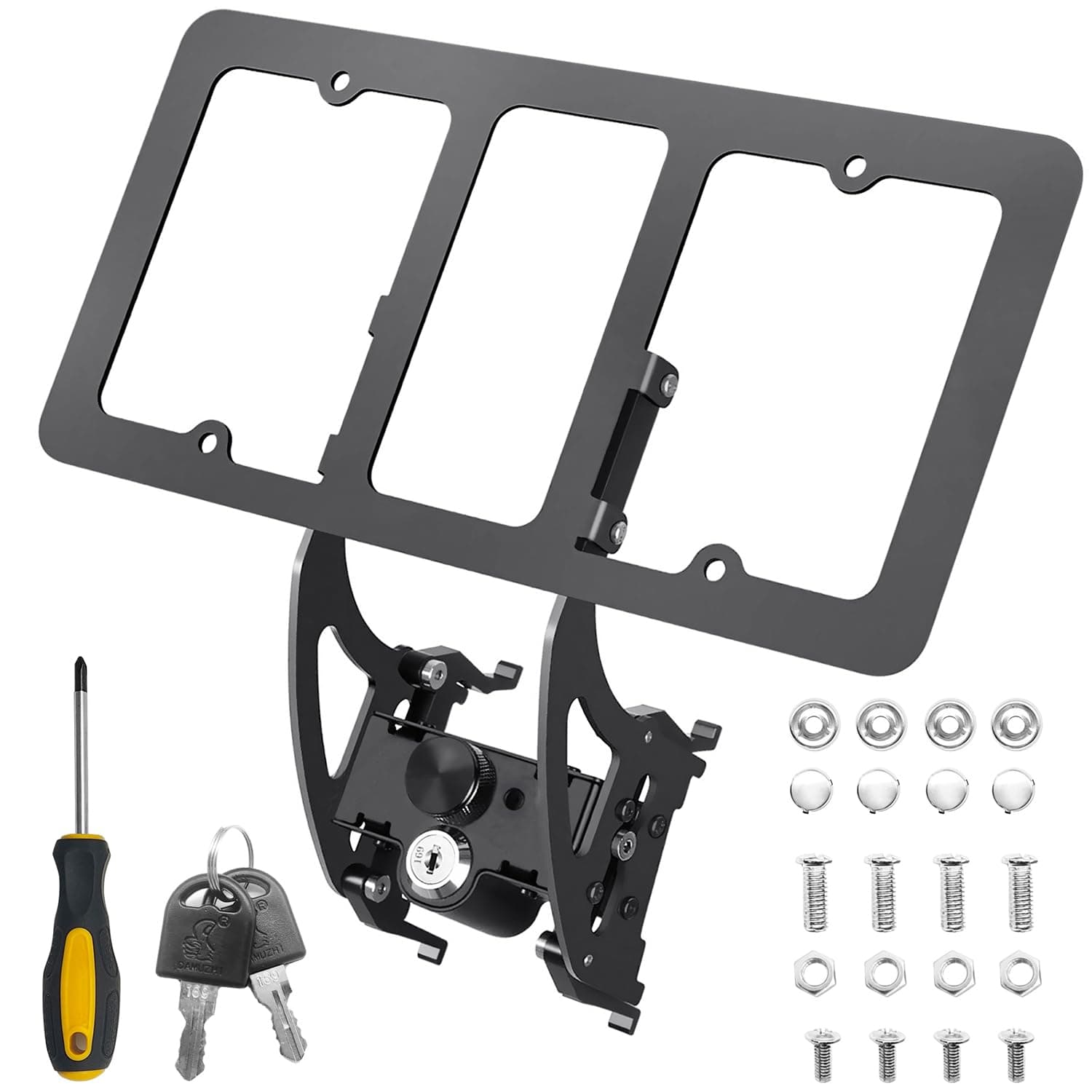 License Plate Holder Compatible with Tesla Model 3/Y(2017-2023), No Drill No Adhesives Front License Plate Bracket Mounting Kit with Anti-Theft Lock Design