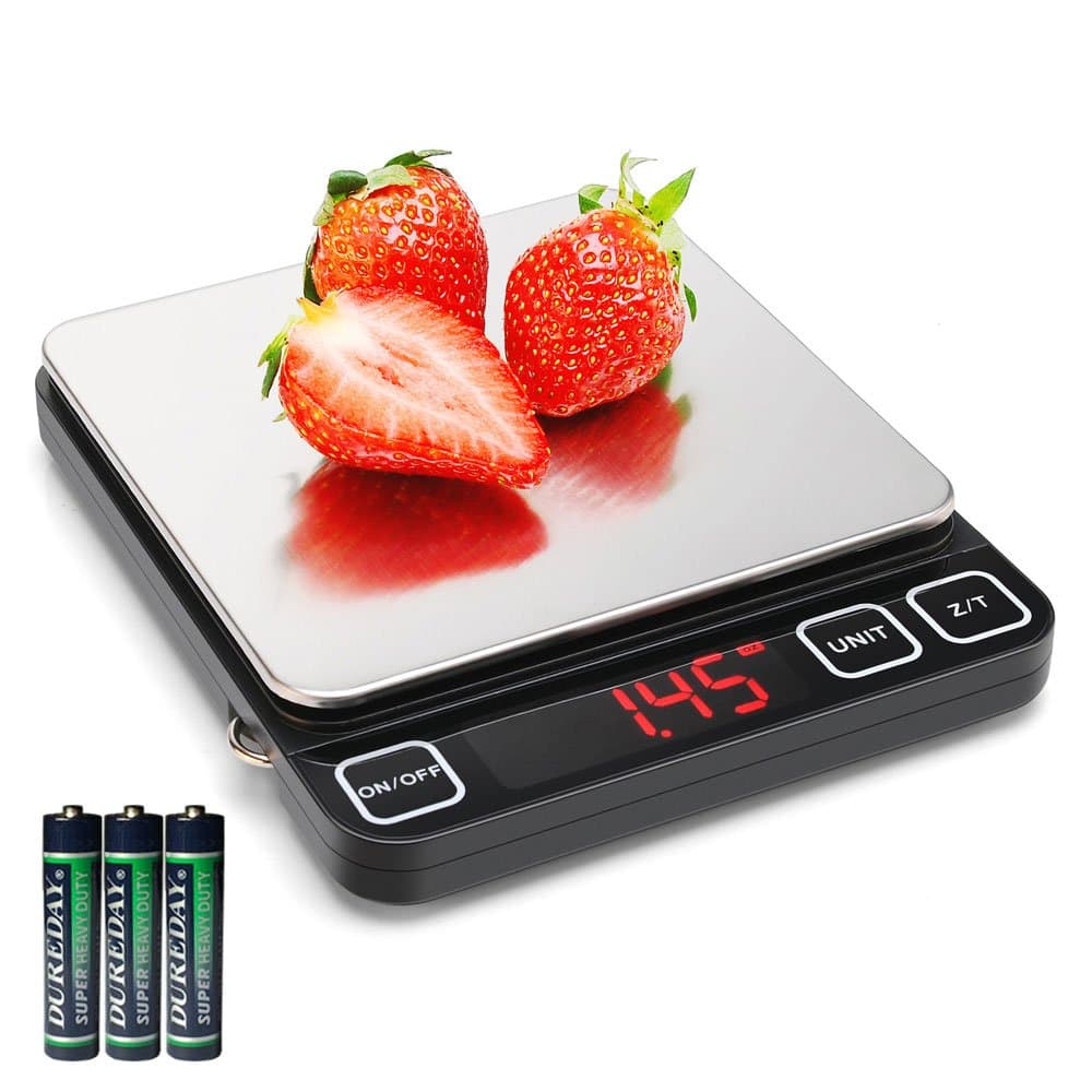 Digital Kitchen Scale with Red LED Display, Sooreally High Definition Multifunction Stainless steel Food Scale 11lb/ 5000g (Batteries Included)
