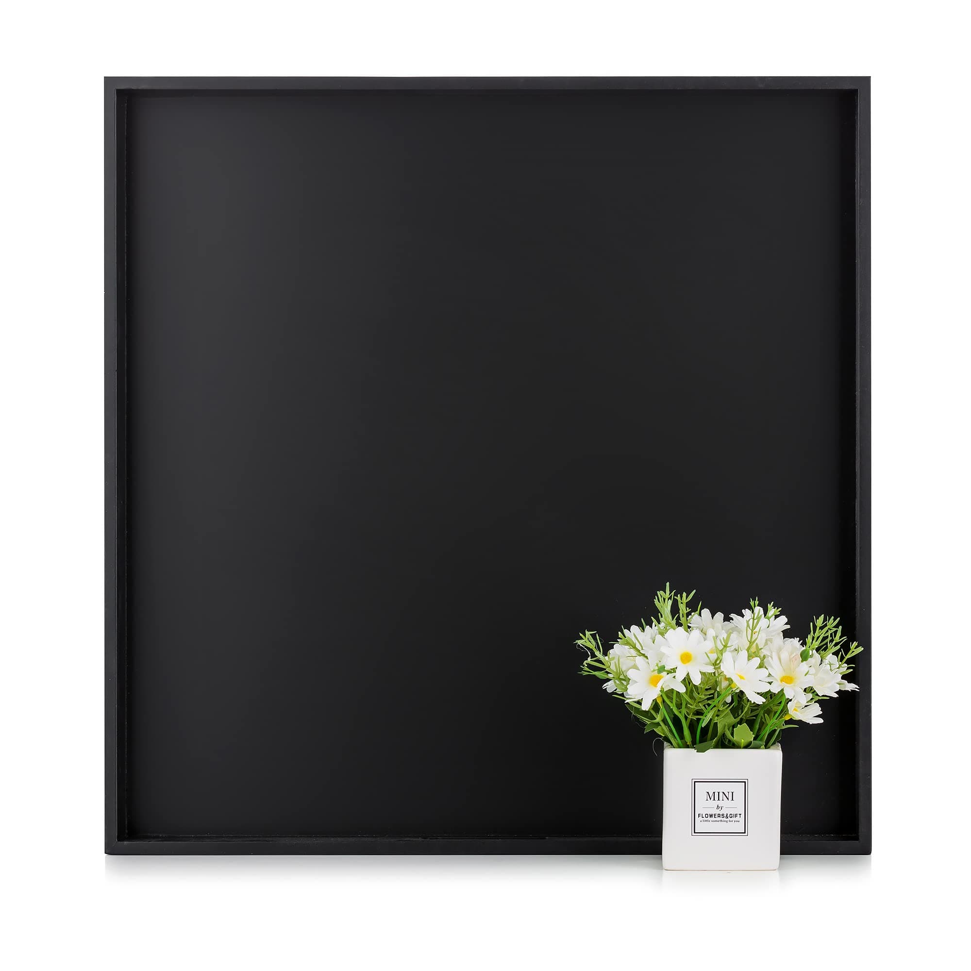 Hanobe Ottoman Tray for Living Room: Modern Extra Large Black Serving Decorative Trays with Cutout Handles for Coffee Table Home Decor, 20"