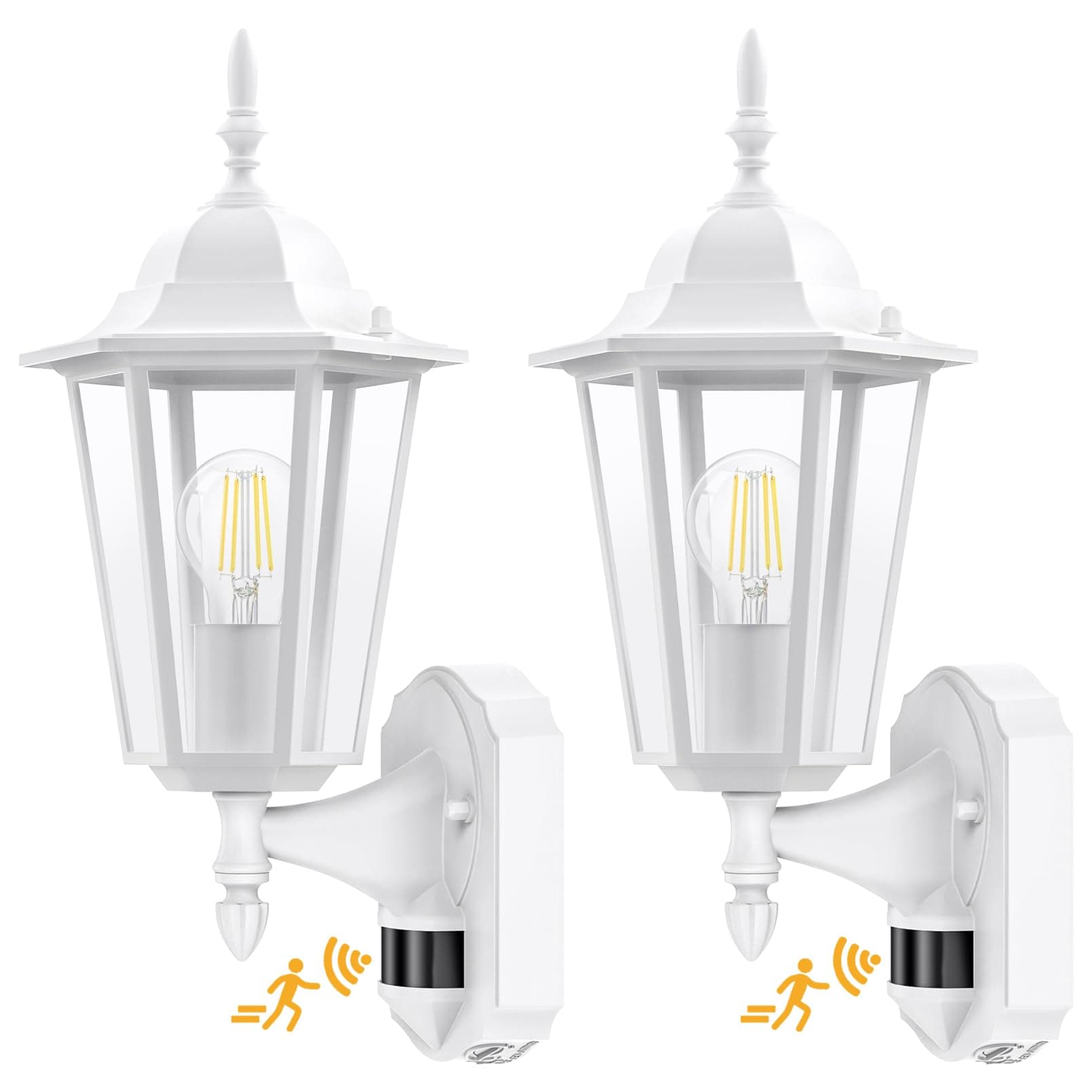 Lamomo 2 Pack Motion Sensor Outdoor Lights, Upgrade Dusk to Dawn White Outdoor Light Fixtures Wall Mounted, 100% Anti-Rust Aluminum Waterproof Porch Lights for Patio Front Door Garage