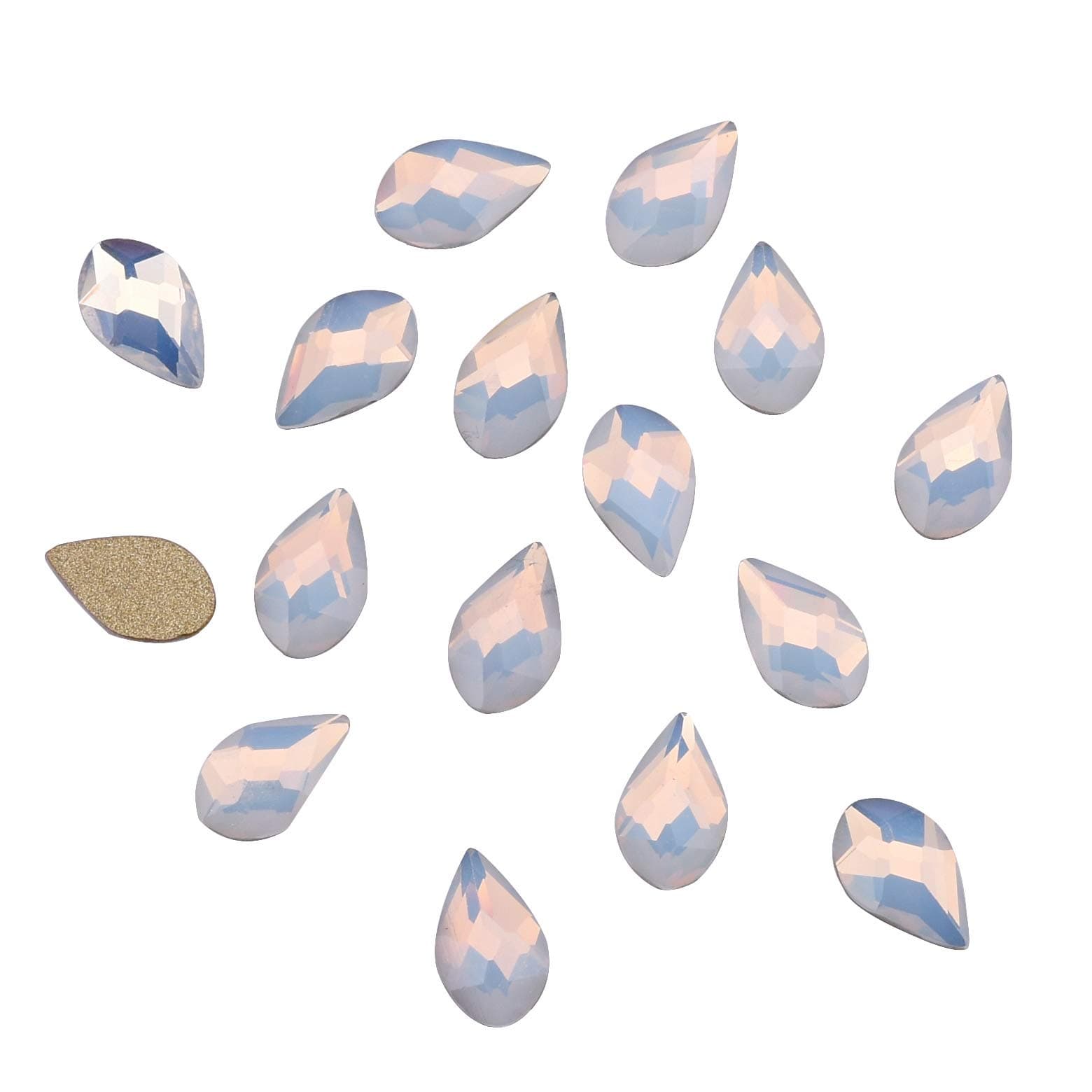 30pcs Flatback Rhinestone White Opal Nail Crystals Flame Shapes Design Diamonds for nails 6x10mm