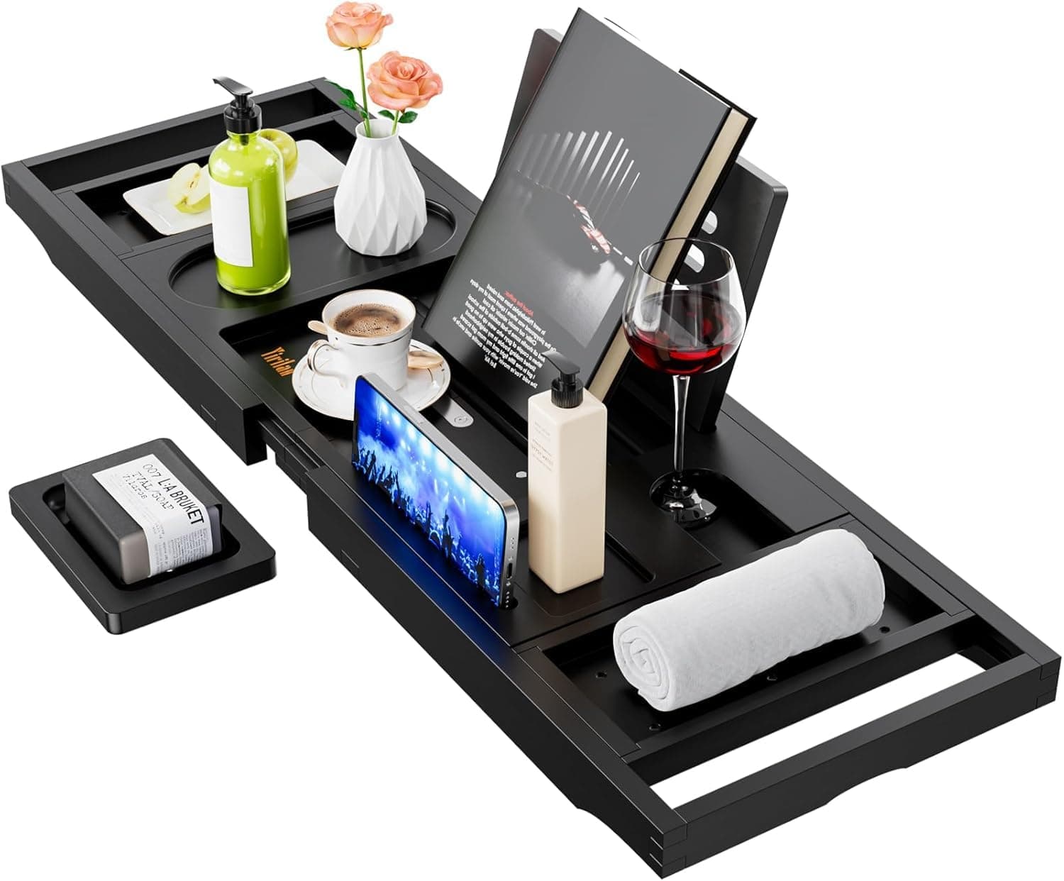 Bamboo Bath Tray, Dark Black