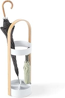 Umbra Bellwood Umbrella Stand, Space-Saving Umbrella Stand, Great for the Front Door/Entryway, White Natural