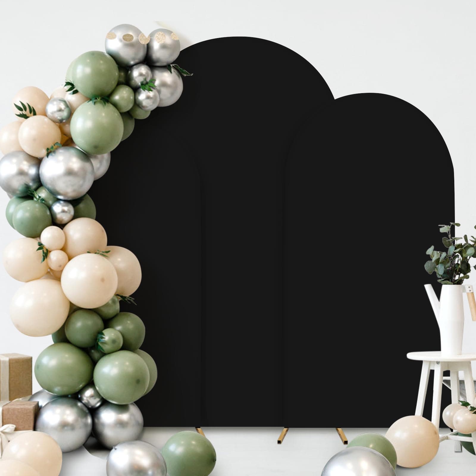 Wedding Arch Cover (7.2FT, 6.6FT, 6FT) Set of 3 Spandex Fitted Wedding Arch Stand Covers for Round Top Chiara Arch Backdrop Stands Cover for Wedding Birthday Party Baby Shower Banquet Arch Decoration