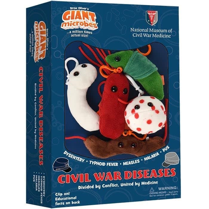 GIANTmicrobes Civil War Themed Gift Box – Learn About Diseases from History with This Set of 5 Plush Microbes, Fun Gift for Family, Friends, Students, Scientists, Teachers, and History Fans