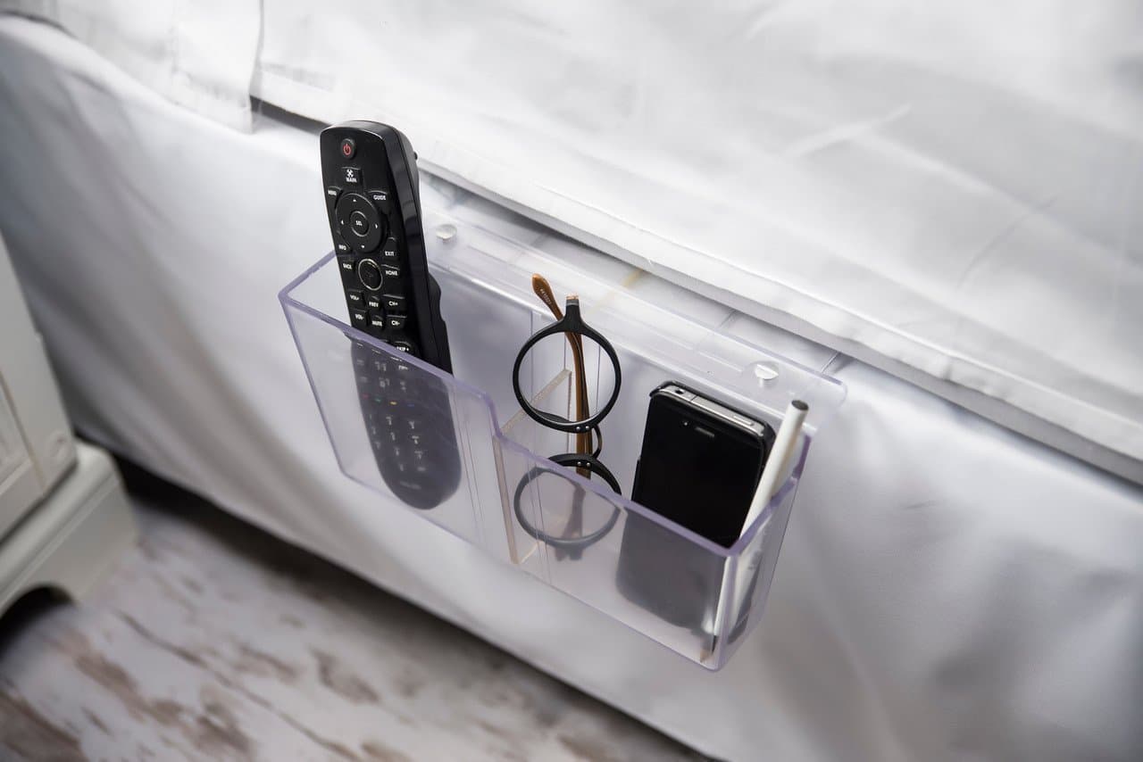 Bed Butler Mini - Bedside Caddy for Tablets, Remotes, Cell Phones, Glasses & More