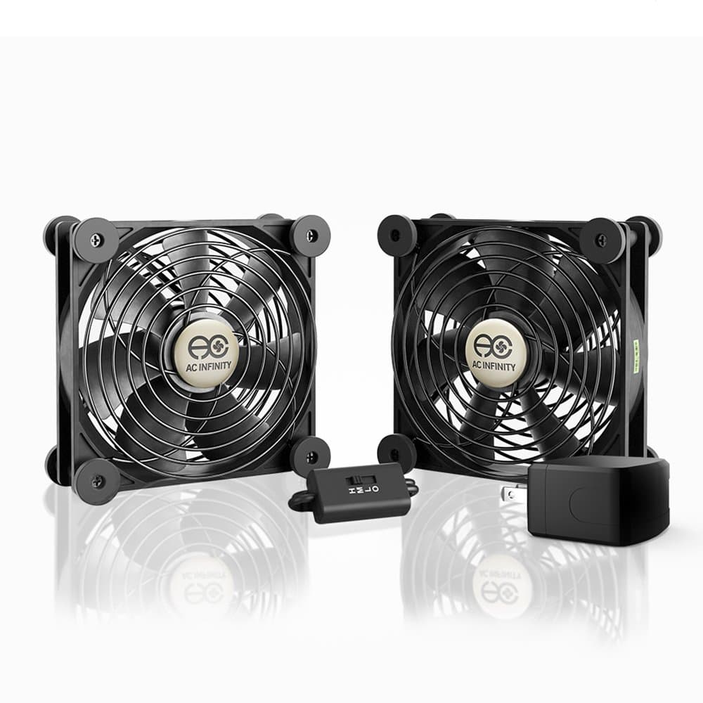 AC Infinity Multi-Fan S7-P Quiet Dual 120mm AC Power Fan with Speed Control, UL Listed, Receiver, DVR, Playstation, Xbox Component Cooling