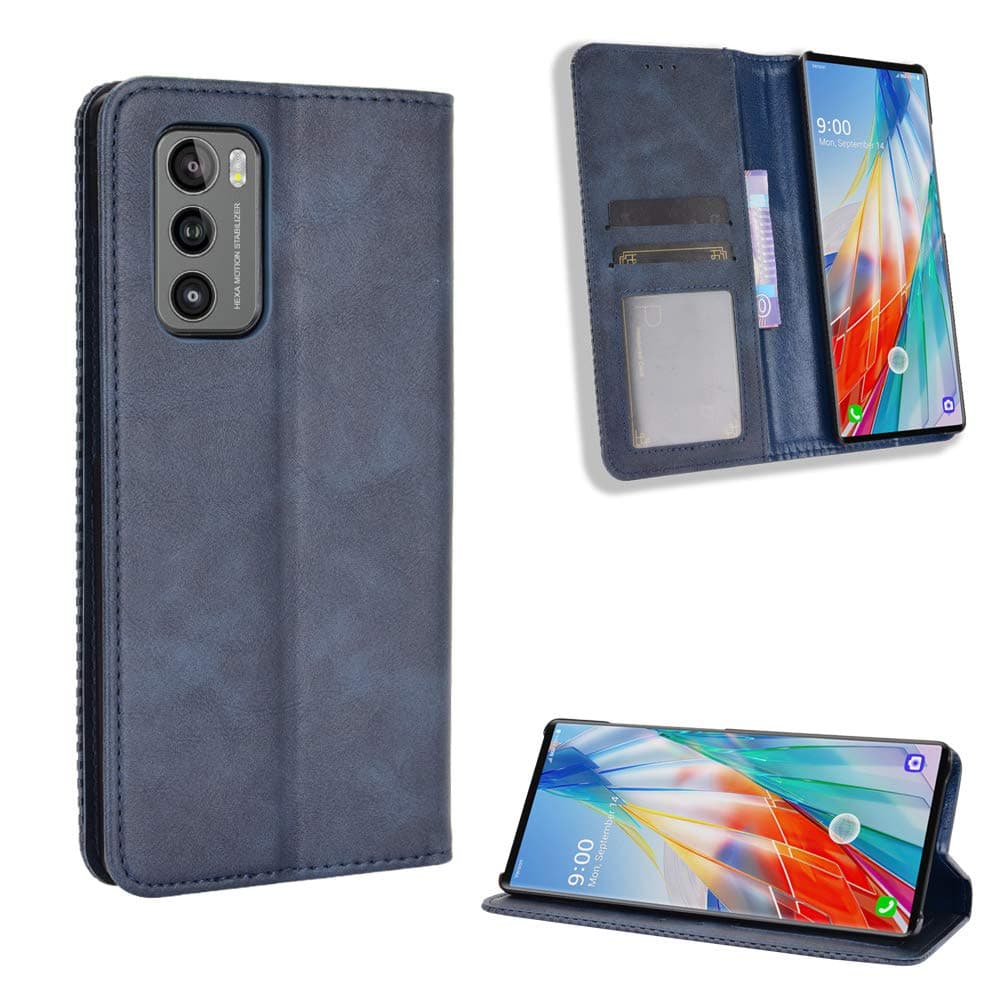 Cover Compatible with LG Wing 5G Case PU Leather Flip Kickstand Wallet Card Slot Magnetic Closure Blue