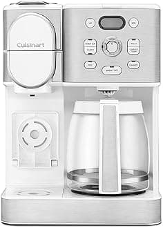 Coffee Machine, 12 Cups Glass Carafe, Automatic Hot & Iced Coffee Maker, Single Server Brewer, Stainless Steel, SS-16W, White