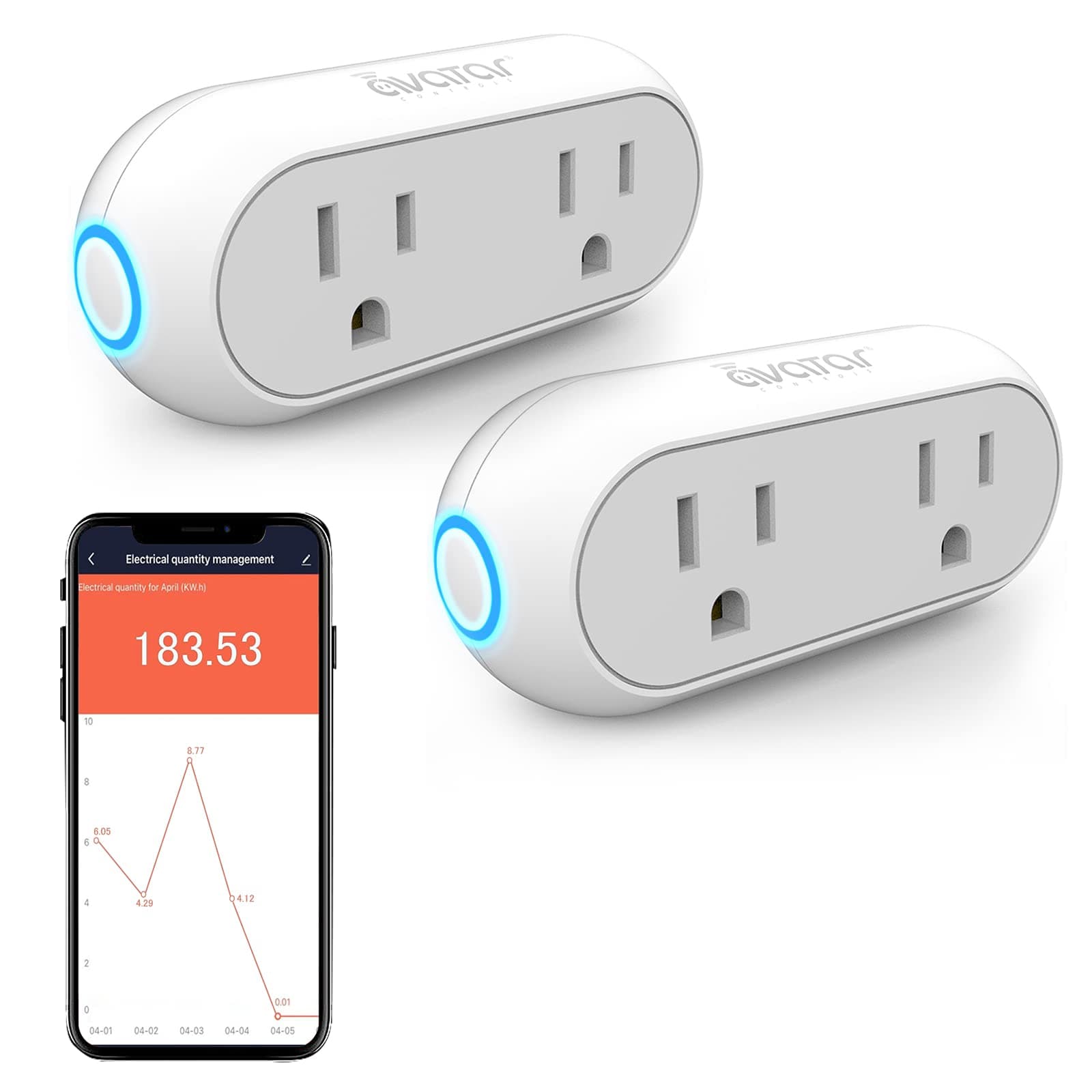 Smart Plugs That Compatible with Alexa Google Home Siri, Wireless 2.4G WiFi Outlet Controlled by Smart Life Tuya Avatar Controls APP, 10A Mini Socket Enchufe Inteligente with Timer, Dual, 2 Pack