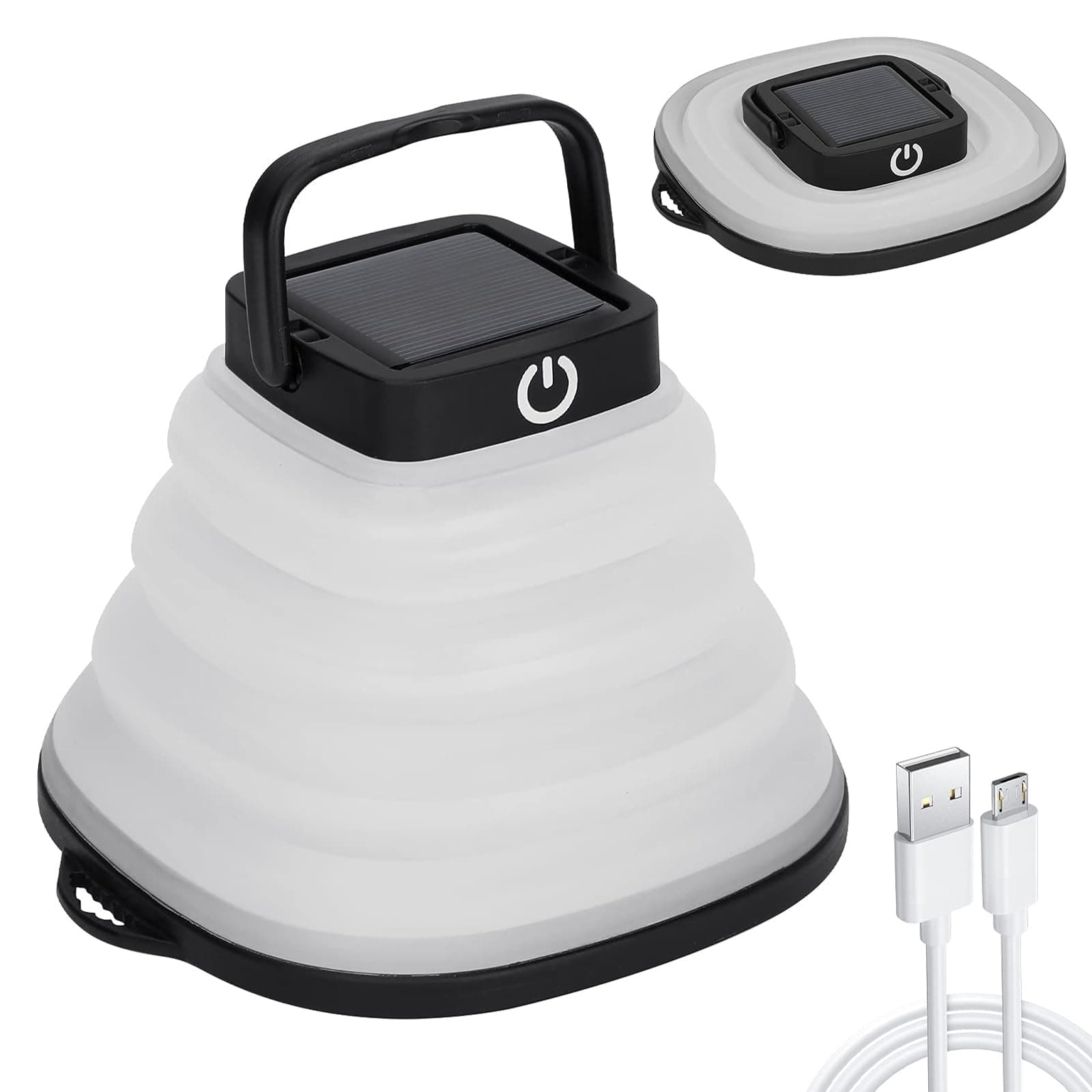 Solis ConveneSolar Camping Lanterns-Collapsible Camping Essentials,IP65 Solar Lights Outdoor Waterproof,USB Portable Camping Hanging Lamp for Backpacking Gear,Emergency,Tent,Travel,Hiking (Black)