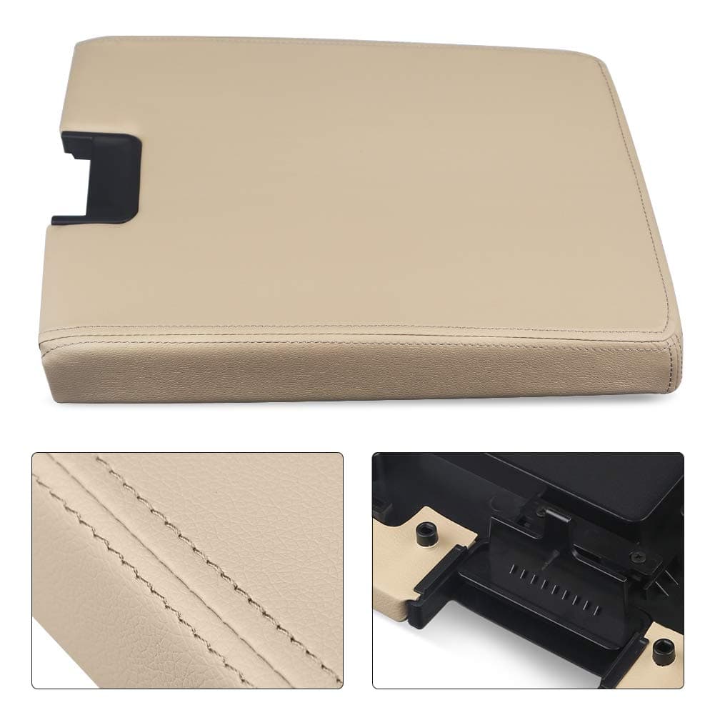 Compatible with Center Console Lid Armrest Kit Cover with Latch Chevy Silverado Suburban Tahoe Avalanche GMC Sierra 2007-2013 Pickup Center Console Cover Repair Kit-Replaces 2086415(Beige)