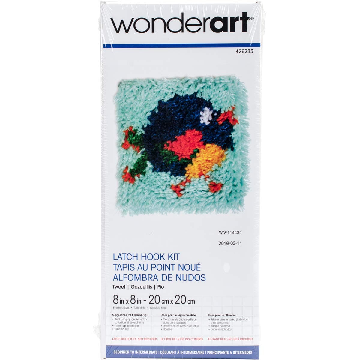 Wonderart Tweet Latch Hook Kit, 8" x 8"