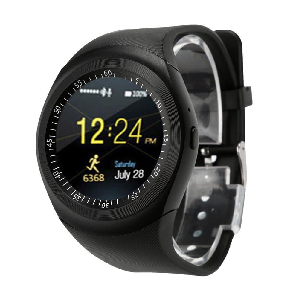 Heypex VY1 Round Dial Bluetooth with SIM Card TF Card Slot Smartwatch, (Black Colour)