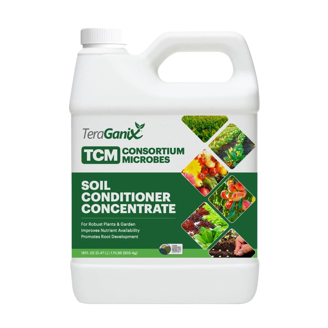 TeraGanix TCM Soil Conditioner (1 Btl = 16 Gal), Microbial Inoculant Concentrate, Plant Growth, Root Enhancer, Liquid Probiotic for Soils & Plants, Seed Germination, Garden, Lawn Care (16 fl oz)