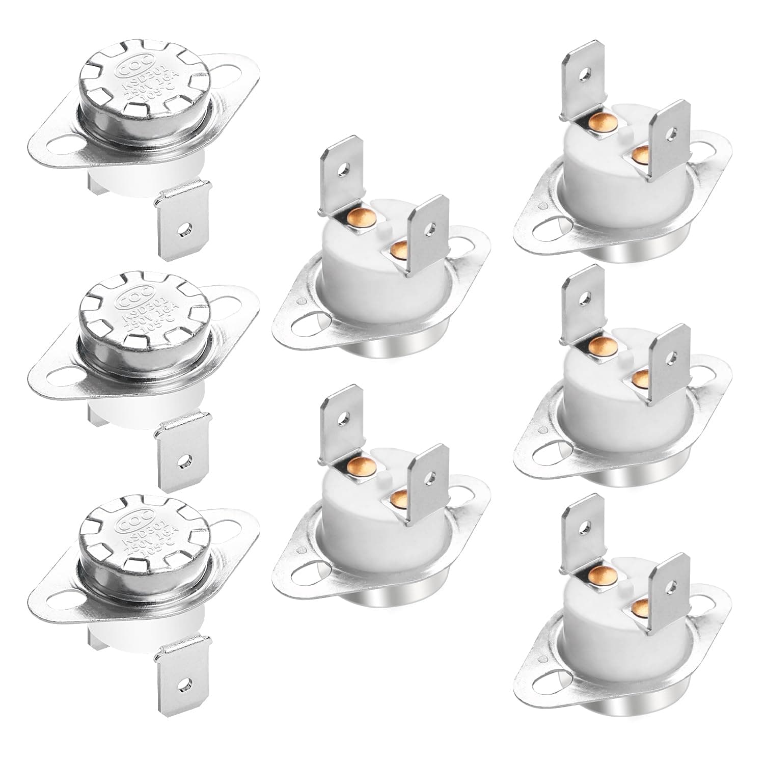 Aopin Thermal Control Switch KSD301 Normally Closed NC 105 Degrees 250V 16A Toast Oven Thermostat Temperature Switch-Degree 8Pcs