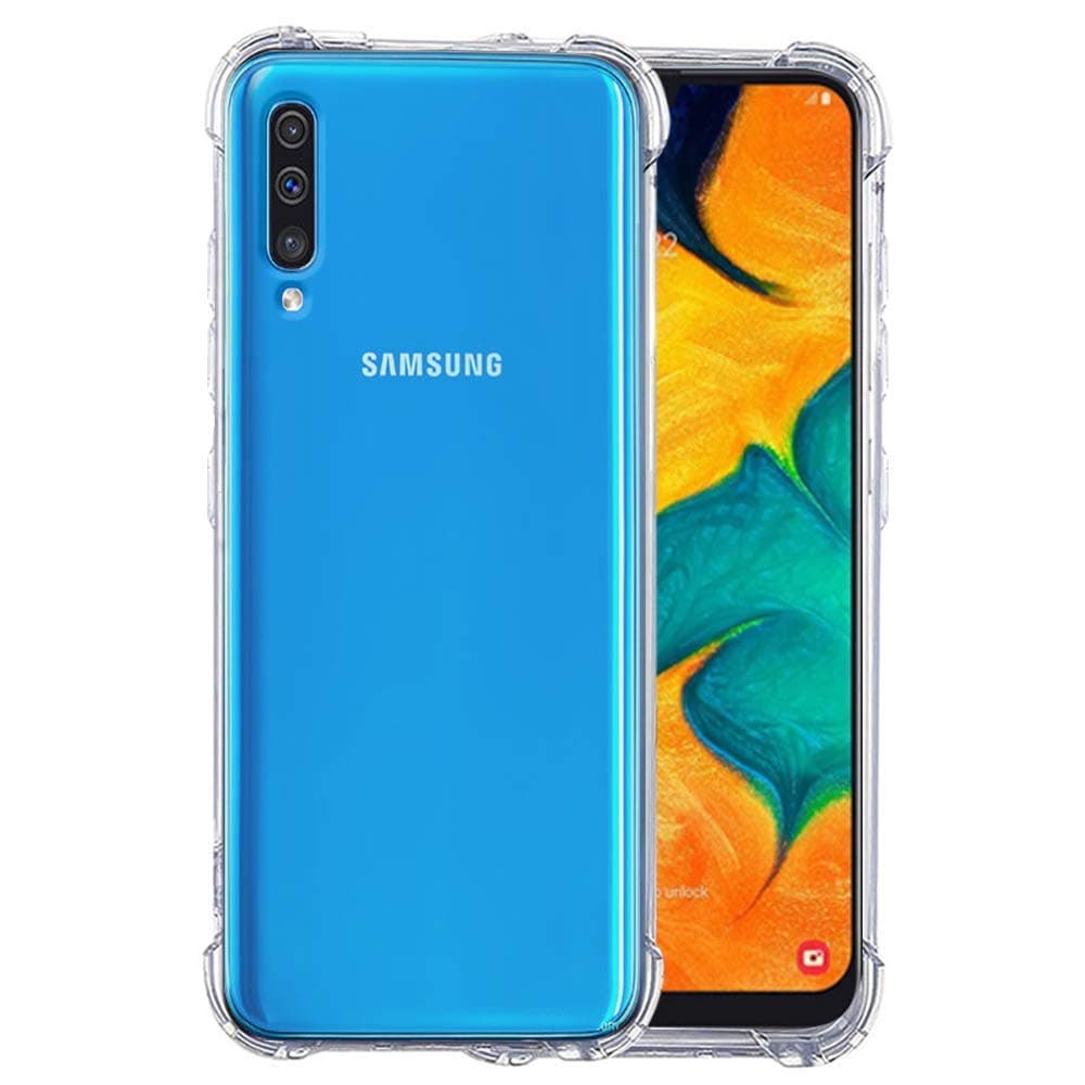 FIRST MART Samsung Galaxy A50 Case Back Cover [Drop Defense Series] Full Body Protective Soft Phone Mobile Cover with Screen Camera Protection Bumper Corner for Samsung A50 (2019) (Transparent)