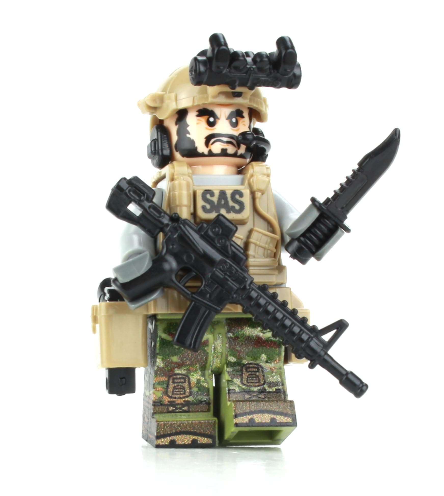 1.6 Inches Tall Modern British SAS Commando Custom Minifigure | Genuine Military Minifig | Camo Printed in USA | Great Gift for Ages 10+ to Adult AFOL