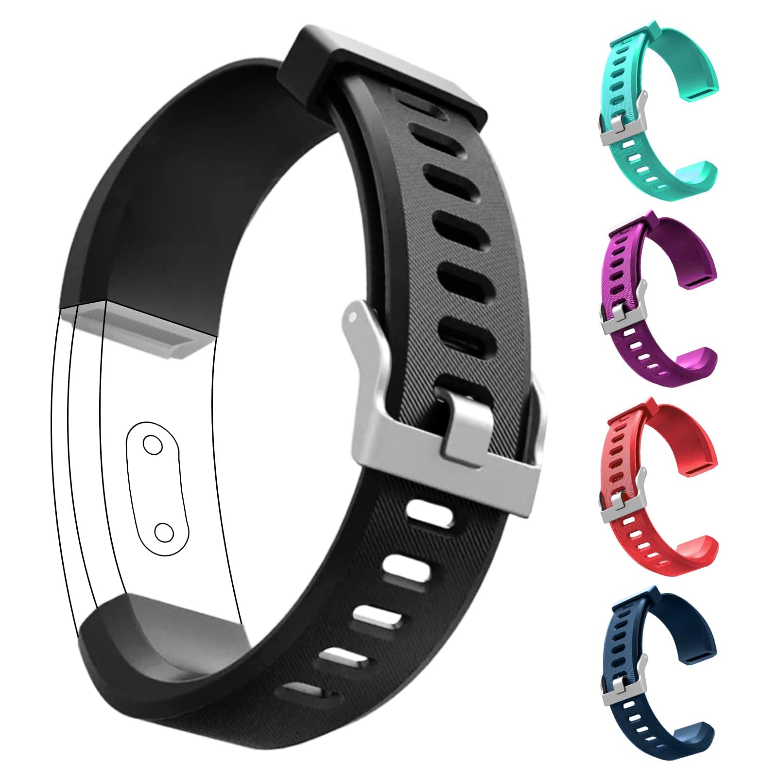 Watch Bands Replacement for ID115plus HR, Very Fit Pro Activity Fitness Tracker Wrist Bands Set, Multicolor Veryfitpro Smart Watch Strap Replacements